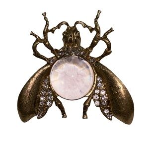 Vintage Large Unmarked Gold Tone Metal Jelly Belly Insect Brooch